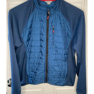 Orvis Mens XL Lt Wt Puffer Jacket Quilted Fleece Full Zip Outerwear Active Blue